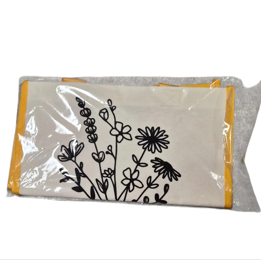 Driver Floral Canvas Tote Yellow Trim
